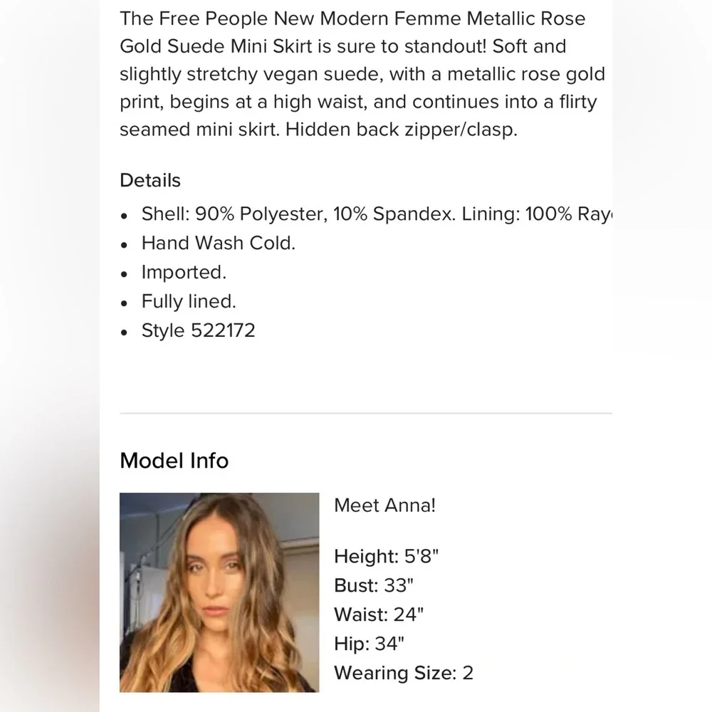 Free People Metallic Rose Gold Suede Mini Skirt - Picture 15 of 15